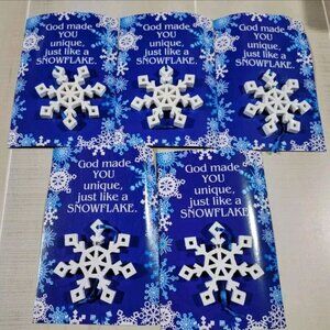 Set of 5 Religious Snowflake Christmas Ornaments 3 1/2" Resin Snowflake Ornament